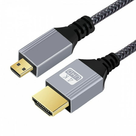CY 0.3m HDMI 2.0 Male to Micro HDMI Type-D Male 4K 60hz Cable with Sleeve Straight Connector for HDTV Computer Laptop Monitor