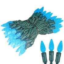 Novelty Lights Teal True Twinkle (100% Twinkle) C6 LED Christmas String Lights 70 Strawberry Bulbs (Green Wire, 24 Feet)