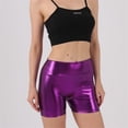 thumbnail image 4 of Women's High Waisted Metallic Biker Shorts Stretch Shiny Party Club Pants, 4 of 6