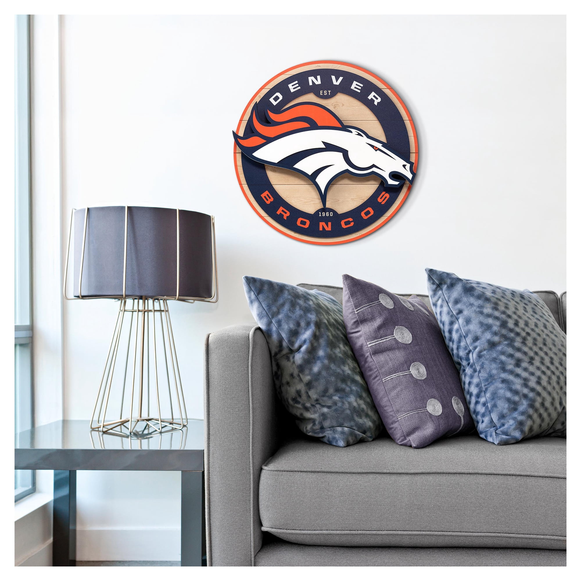 IDNA Denver Broncos 15" x 15" 3DX Logo Circle Backer Wall Art