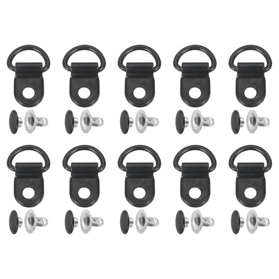 40 Sets Shoelace Hook, Boot Lace Hooks D‑Ring Eyelet Buckles with Rivets, Boots Eyelet Repair Clips for Hiking Boots Shoe Leather Bag, 9x14mm Matt Black