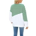 thumbnail image 3 of Deago Women Striped Color Block Long Sleeve Crew Neck Sweatshirt Casual Loose Fit Pullover Shirts Side Split Tunic Tops, 3 of 8