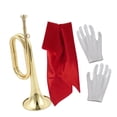 thumbnail image 2 of BELOVING Trumpet Cavalry Trumpet with Red Cloth 32cm with Gloves Bugles for Professionals, 2 of 10