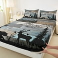 thumbnail image 3 of Manfei Rustic Bear Deer Silhouette Twin Sheet Sets 3pcs, Teal Old Barn Door Twin Fitted Sheet, Botanical Pine Tree Flat Sheet, Microfiber Bedroom Decor, 3 of 7