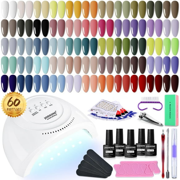 Kit de esmaltes de uñas en gel JODSONE, 60 unidades, con luz UV, 55 colores, 5 ml