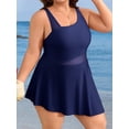 thumbnail image 5 of Asoul Plus Size One Piece Swimsuit Swim Dress Mesh Cutout Skirt Bathing Suits Women Side Split Modest Swim Suits, 5 of 8
