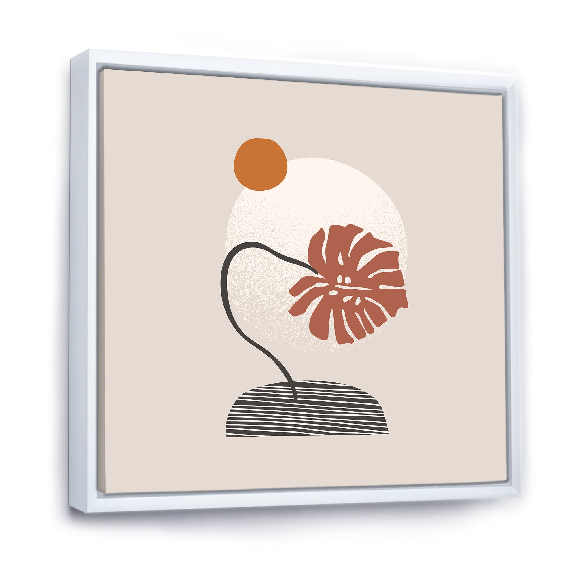 Designart 'Abstract Geometry Shapes and Tropical Palm Leaf III' Modern Framed Canvas Wall Art Print
