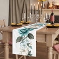 thumbnail image 2 of Green White Flowers Leaf Plant Table Runner for Dining Table, Decorative Table Linen for Kitchen, Dining Room Tabletop Décor, Machine Washable, 13"x90", 2 of 9