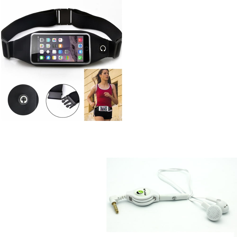 Black Sport Workout Belt Waist Bag Case w Retractable Headset Handsfree Mic E7P for Alcatel Idol 4 3, Fierce 4 2, 1x Evolve - iPhone 6S Plus 6 Plus - ASUS Zenfone V Live, PadFone X Black Sport Workout Belt Waist Bag Case w Retractable Headset Handsfree Mic E7P for Alcatel Idol 4 3, Fierce 4 2, 1x Evolve - iPhone 6S Plus 6 Plus - ASUS Zenfone V Live, PadFone X