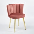 thumbnail image 2 of Pink Dining Chair Set with Golden Iron Legs and Ergonomic Seats / Ideal for Dining and Living Areas, 2 of 5