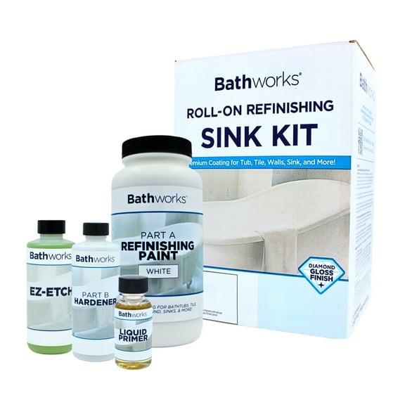 Bathworks Roll-On Sink Refinishing Kit, Porcelain Repair, Enamel, Ceramic (White)