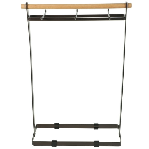 FESTFENDS Kitchen Utensils Holder with Hooks Spacesaving Wood and Iron Countertop Ladles Rack 7.87x4.72x15.75 Inches