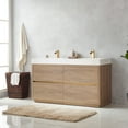 thumbnail image 4 of Huesca 60" Double Sink Bathroom Vanity Natural Oak Wood White Top No Mirror, 4 of 12