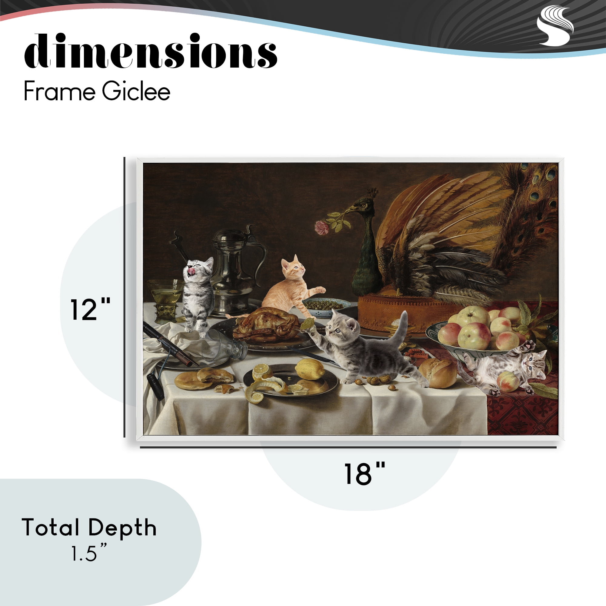 Kittens on Still Life Feast White Framed Giclee Art, design by Masters Redux