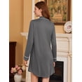 thumbnail image 5 of Ekouaer Womens Long Sleeve Nightgown Button Front Sleepshirt Boyfriend Pajama Dress, 5 of 7