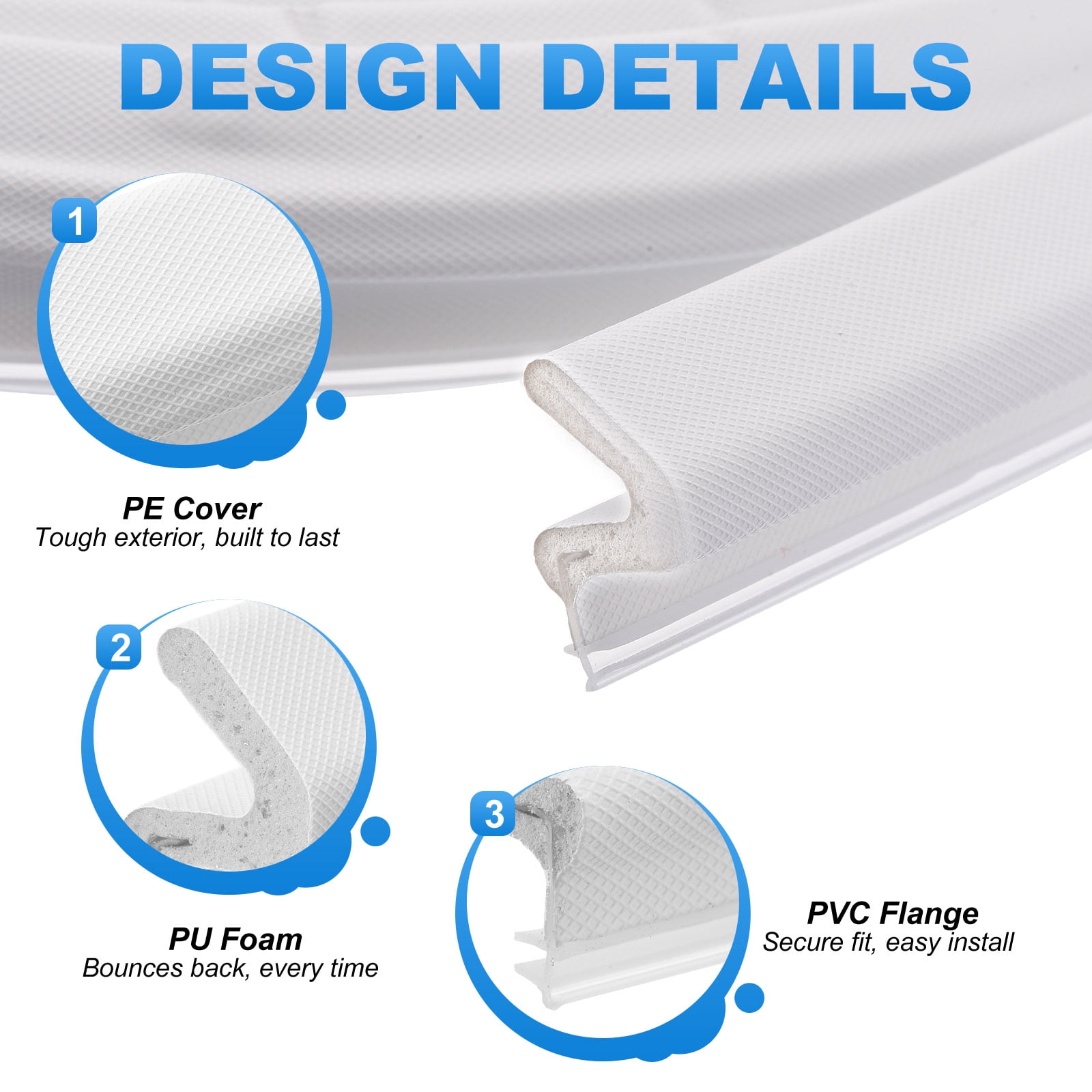 Uxcell Door Weather Stripping, 26.25 ft V-shaped Kerf Front Exterior Door Frame Weather Stripping with 4 Corner Seals for Soundproof Entry Interior Frame Window Gap Filler, White