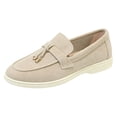 thumbnail image 4 of HEWUQI Loafers for Women Suede Cushioned Slip on Closed Toe Work Flat Shoes Comfortable Vintage Work Daily Casual Dress Moccasins White Size 9, 4 of 4