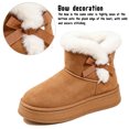 thumbnail image 3 of Knivor Side Bow Platform Ankle Snow Boots for Women Suede Faux Fur Cuff Short Winter Booties Slip On Non Slip Thick Sole Indoor Outdoor Warm Cold Weather Shoes, 3 of 9