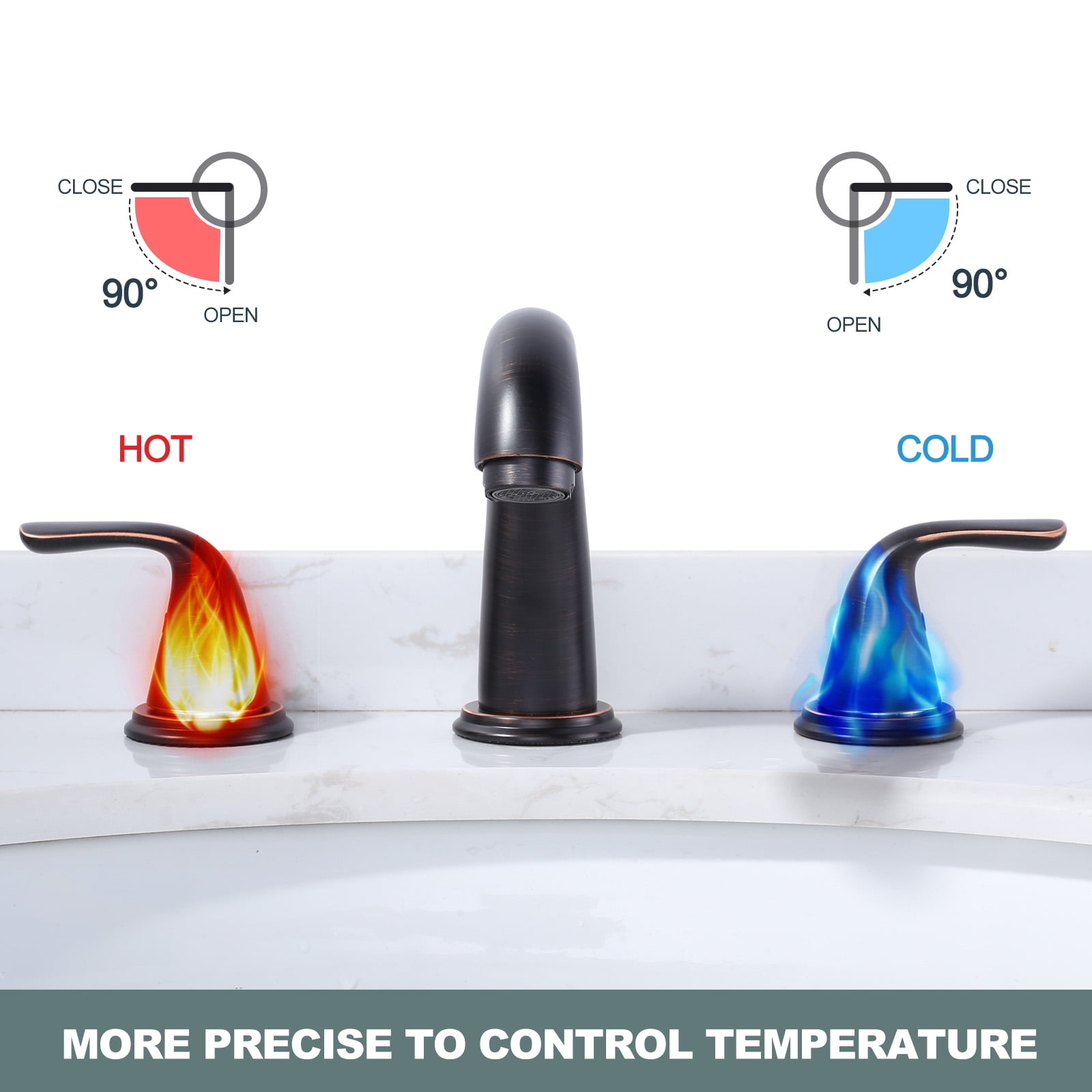 Wowow Widespread 2-Handle Bathroom Faucet in Oil Rubbed Bronze for Bathroom Sink with Pop Up Drain