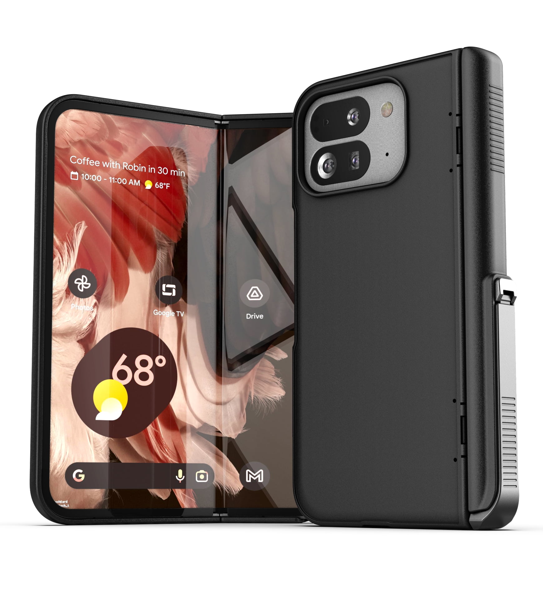 Encased Belt Case for Google Pixel 9 Pro Fold with Holster Clip (Slimshield Series) Durable Kickstand Case with Hinge Protection & Built-in Exterior Screen Protector (Black)