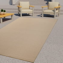 Outdoor Patio Rugs Indoor Outdoor Rug Mat Textilene Area Rug with Silicone Backing,Beige 5x8 ft