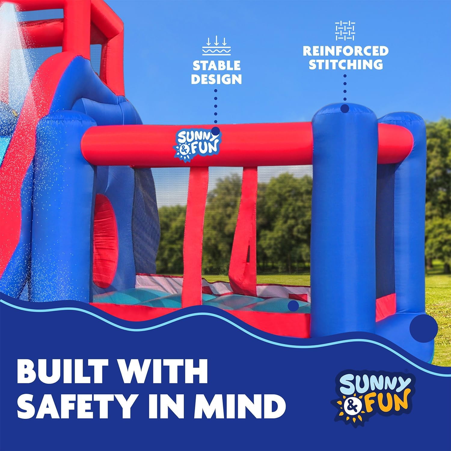 Sunny & Fun Fun Water Slide with Bounce and Pool for Backyard Water Play