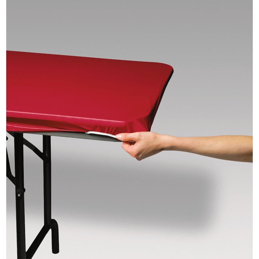 Club Pack of 12 Red Solid Stay Put Rectangular Disposable Plastic