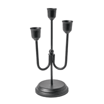 Home Decor Collection 3-Arm Black Metal Taper Candle Holder – Elegant Gothic Decor for Halloween, Mantel, Kitchen Table, Wedding, or Party, 9"