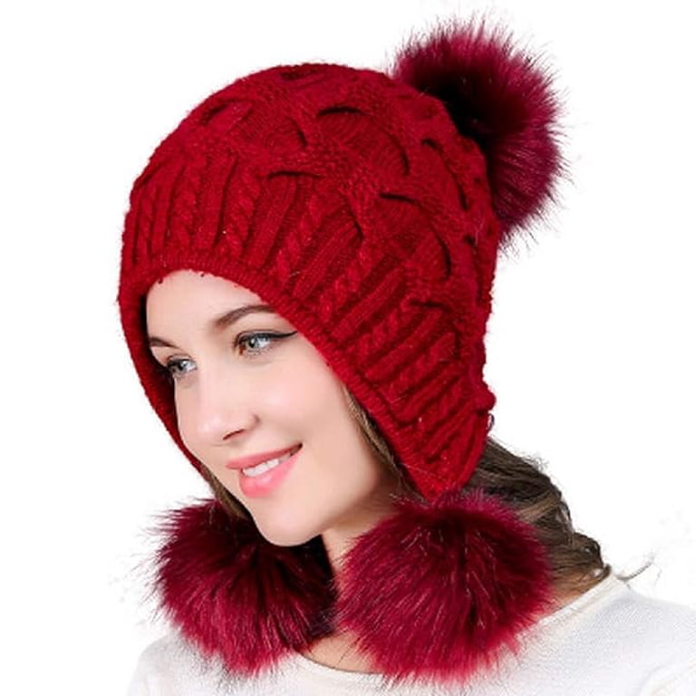 Newfoundland Embroidery Pom Pom Beanie - Warm Acrylic Skull Cap For Men & Women - Dog Lover Winter Hat