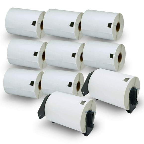 BETCKEY - Compatible Shipping Labels Replacement for Brother DK-1247 (4.07" x 6.4"), Use with Brother QL Label Printers [10 Rolls + 2 Reusable Cartri