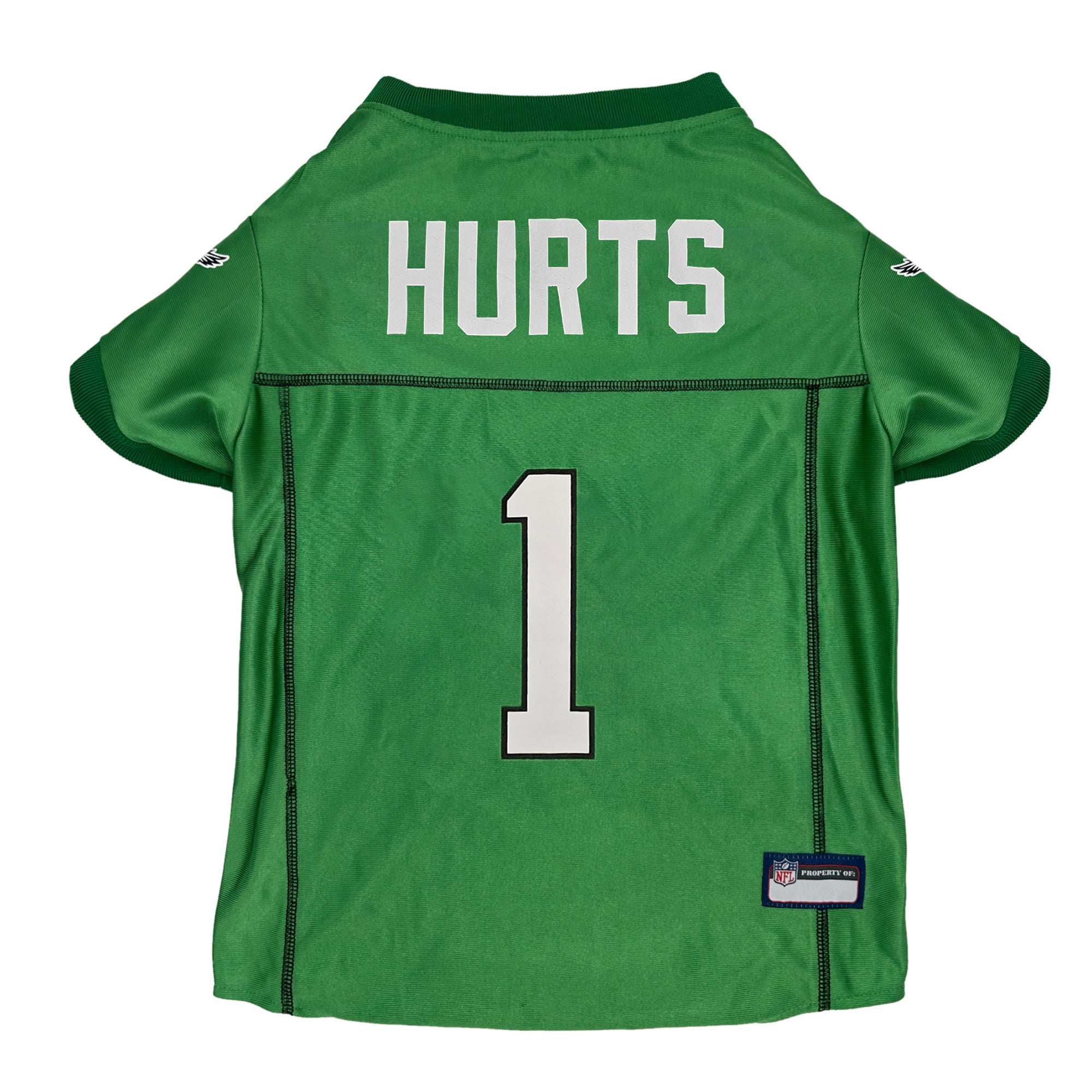 Pets First NFLPA Jalen Hurts Kelly Green #1 Dog Jersey NFL & NFLPA Dog Jersey