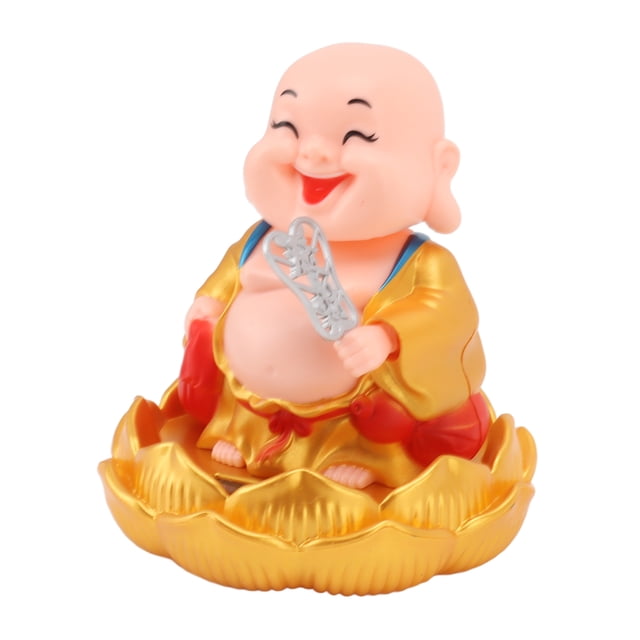 Solar Buddha Statue, Solar Solar Buddha Statue, Solar Buddha Car Ornament Monk Car Decoration Automatic Drive Vivid Light Energy Induction Bright Color for Restaurant