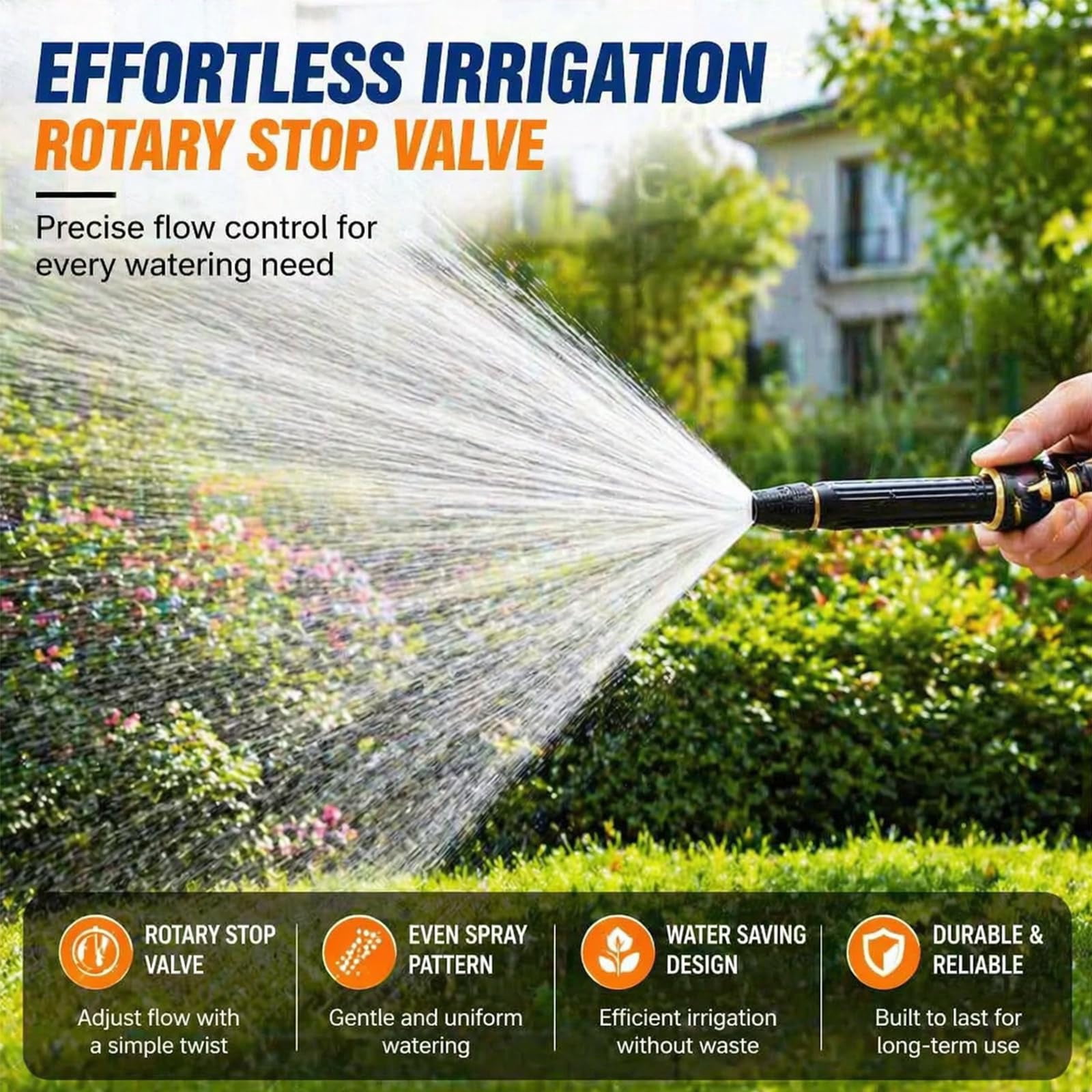 Home High-Pressure Car Wash Water Gun with Booster Nozzle, Booster Nozzle with 3 Adjustable Spray Modes, Anti-Leak Garden Hose Sprayer for Car Washing, Plant Watering, Pet Bathing