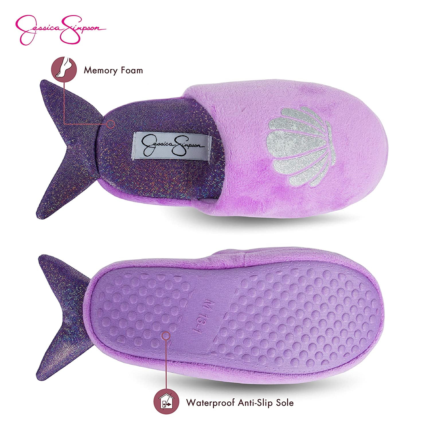 Jessica Simpson Girls Cute and Cozy Plush Slip on House Slippers With Memory Foam