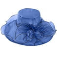 thumbnail image 4 of Fgnfyis Elegant Womens Wide Brim Sun Hat Floral Design Summer Beach Dress Hat for Outdoor Wedding Shower Navy One Size, 4 of 7