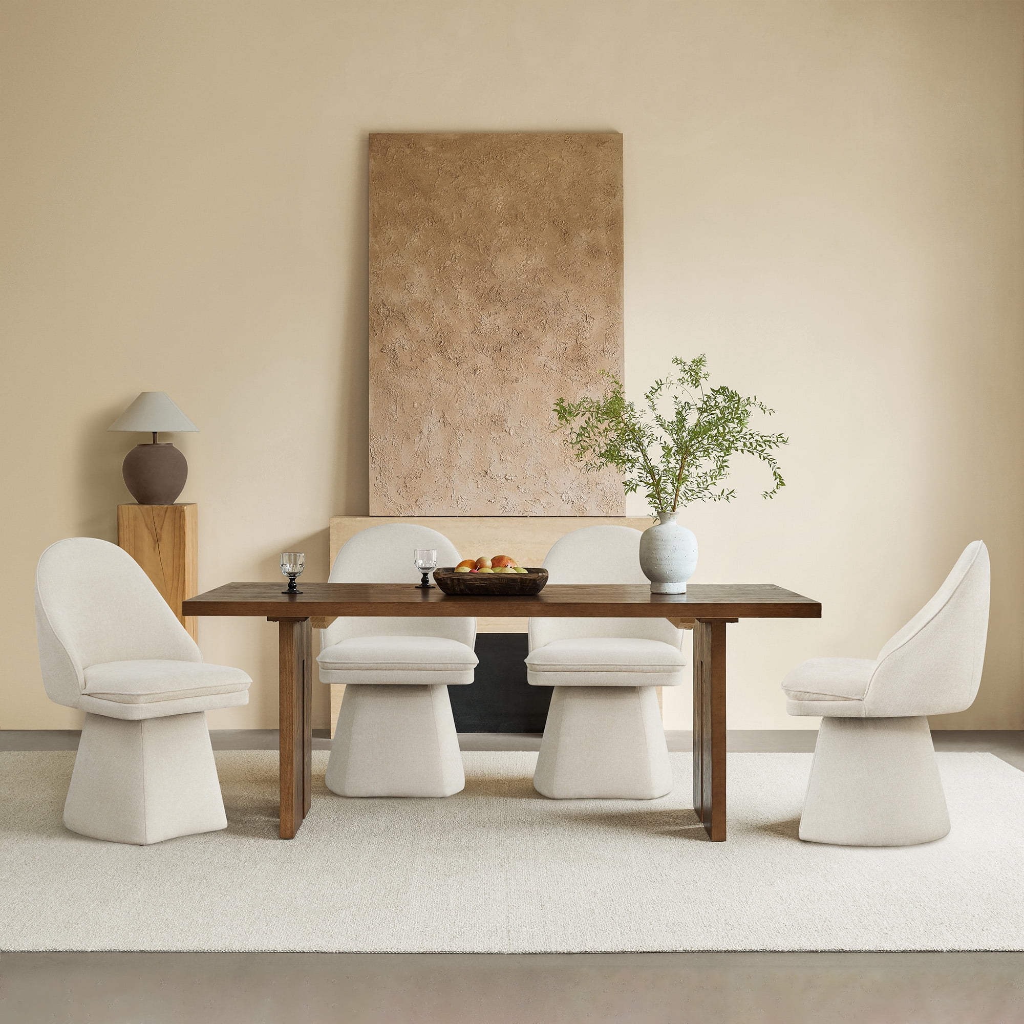 Spruce & Spring Modern 360° Swivel Upholstered Dining Chair with High Back, Single, Linen