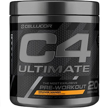 Cellucor C4 Ultimate Pre Workout Powder, Explosive Energy Drink with Beta Alanine, Orange Mango, 20