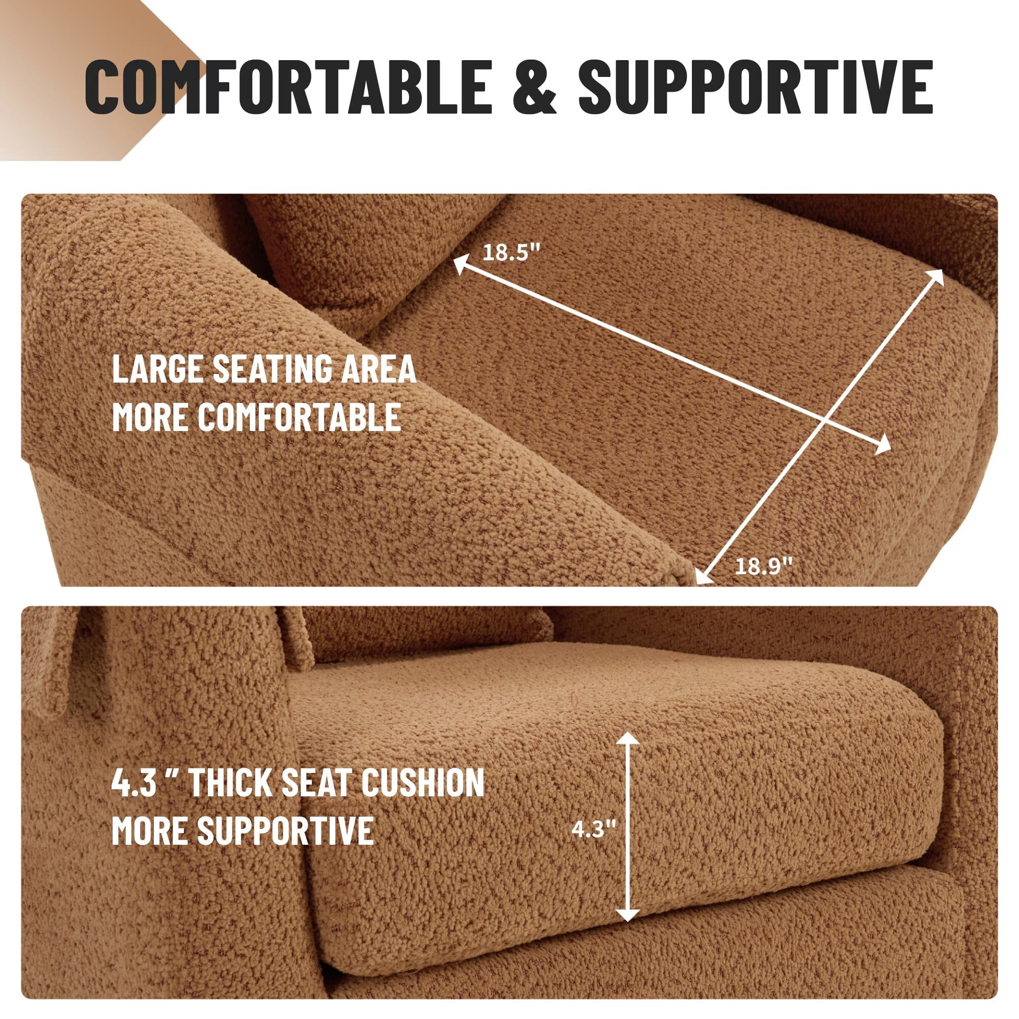 Avobird Living Room Chair With Ottoman Set, Chenille Barrel Armchair with Removable Back Pillow & 2 Armrest Covers, Brown