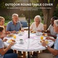 thumbnail image 3 of Round Outdoor Tablecloth with Umbrella Hole and Zipper, Palm Tree Monstera Tablecloth with Elastic Waterproof, Lavender White Leaf Boho Botanical Tropical Patio Table Covers for 31" - 35" Tables, 3 of 9