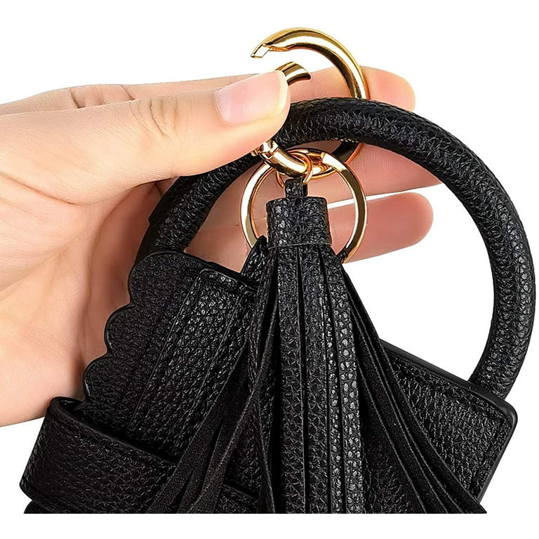  UTreers Wristlet Strap, Genuine Leather Keychain Wristlet  KeyChain Hand Strap for Wallet Purse Clutch Cellphone Wristlet Key (A  Black) : Clothing, Shoes & Jewelry