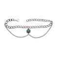 thumbnail image 3 of Women Silver Metal Boot Chain Bracelet Shoe Anklet Wave Turquoise Blue Coin Charm, 3 of 12