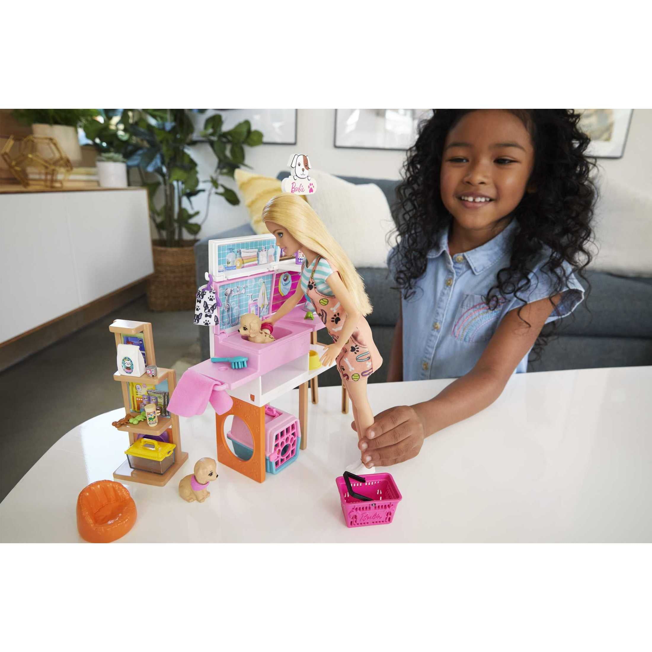 Barbie Doll and Pet Boutique Playset with 4 Pets and Accessories, for 3 to 7 Year Olds