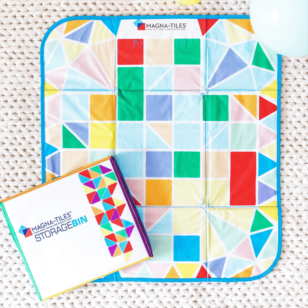 MAGNA-TILES Collapsible Toy Storage Bin & Play Mat – Holds 300 Pieces, Portable Magnetic Tile Organizer, Ages 3+