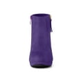 thumbnail image 2 of BLISSFUL STEP Women's Side Zip Low Platform Block Heel Ankle Booties Deep Purple 6.5, 2 of 8