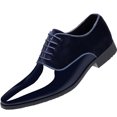 thumbnail image 2 of Tawop Mens Dress Shoes Faux Leather Casual Comfy Fashion Lace Up Oxfords Blue Size:8.5, 2 of 9