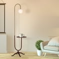thumbnail image 3 of Modern Floor Lamp with Shelves,Wood Shelf End Table Floor Lamp with Spherical Lampshade for Living Room Dining Room Walnut, 3 of 9
