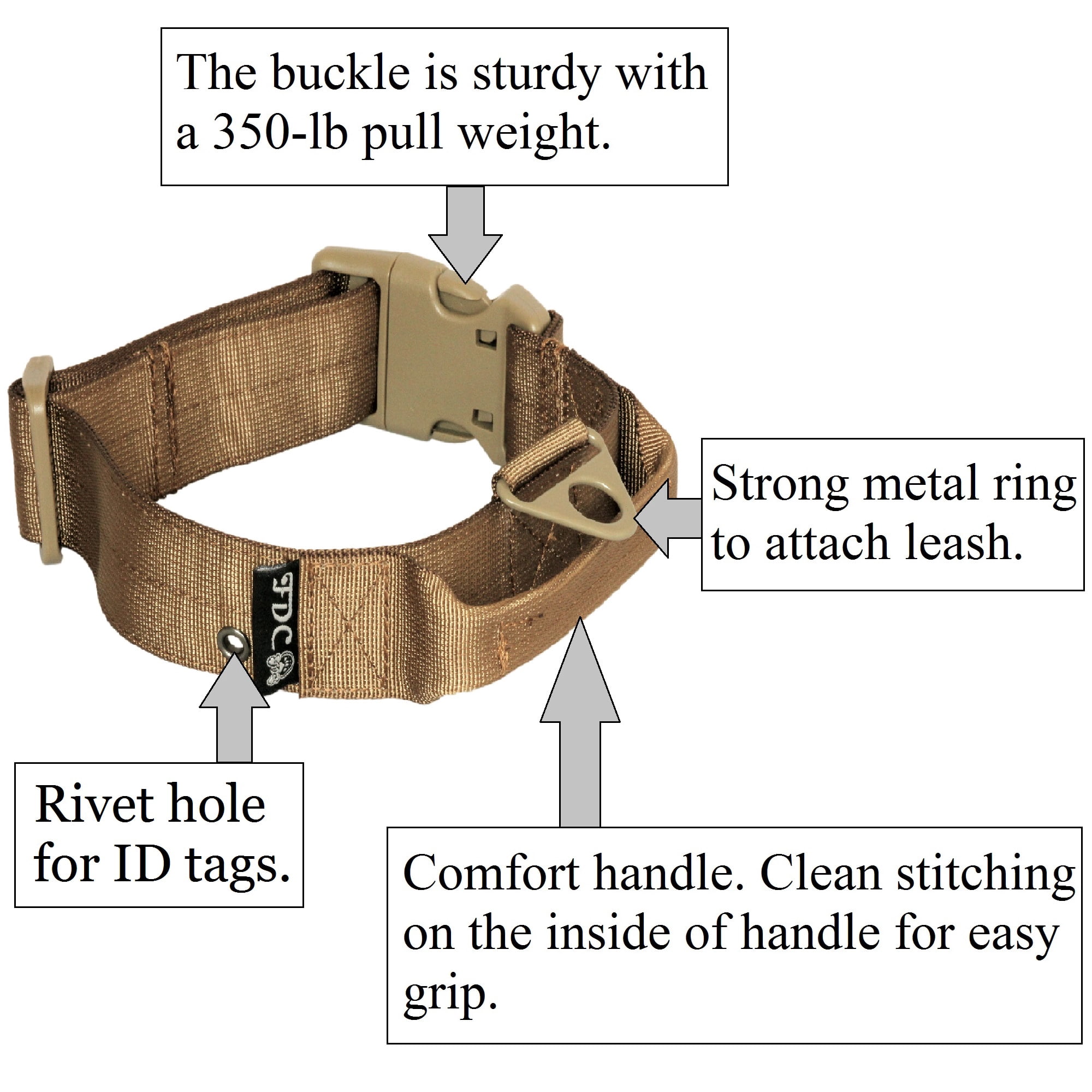 SET of Tactical COLLAR and LEASH Dog Military Army HEAVY DUTY Traning with HANDLE Width 1.5in Plastic Buckle  L: Neck 14" - 16"