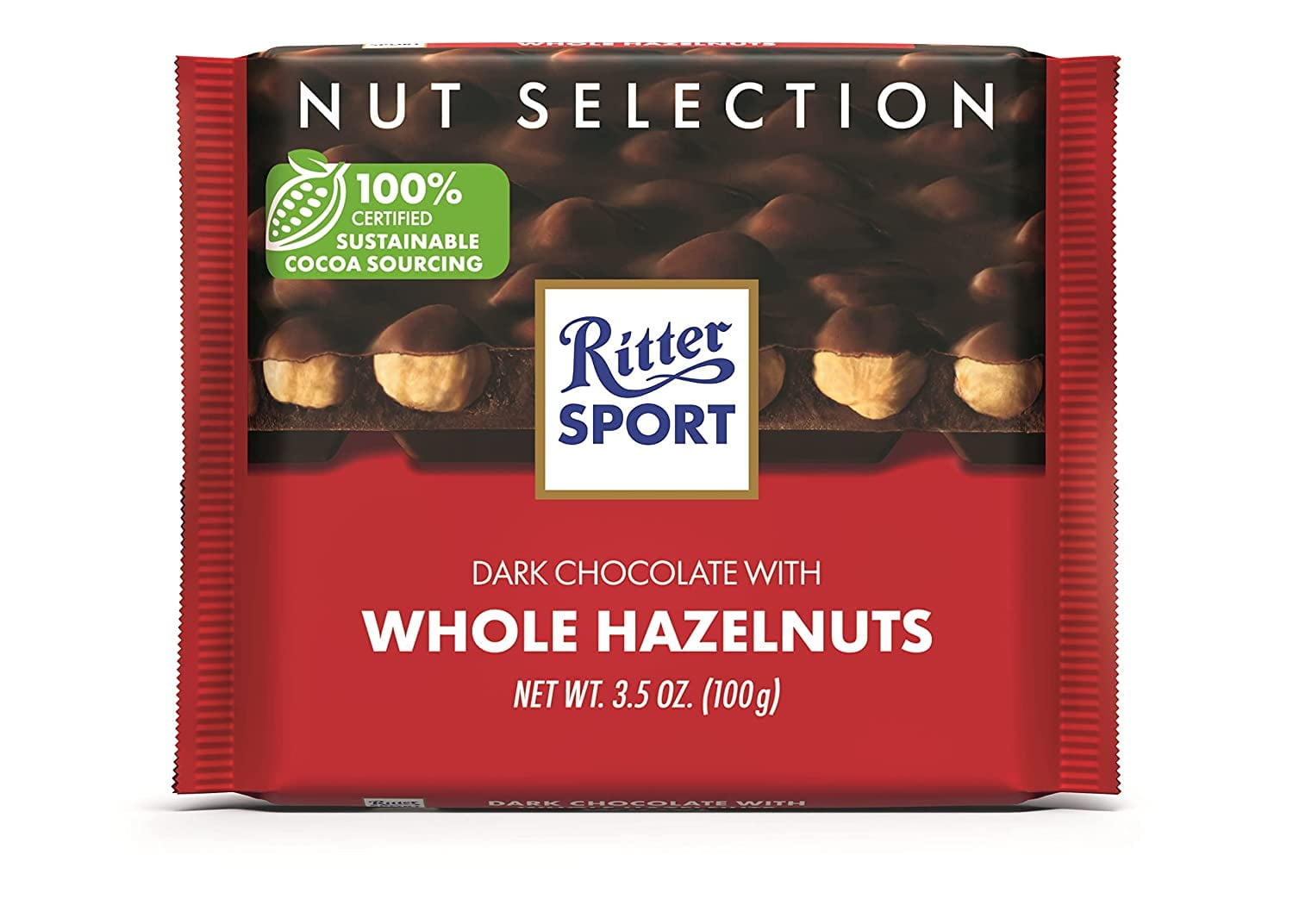 Ritter Sport nut Class Dark with Whole Hazelnuts candy bar chocolate 3.5 Ounces each Bundle of 10 Full-Size Bars) Best GIFT