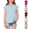 thumbnail image 4 of YOUYEDIAN Girls Short Cap Sleeve T Shirts Kids Crew Neck Casual Loose Summer Tops (Black, 4-5 Years), 4 of 4