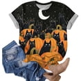 thumbnail image 4 of enyan Halloween Shirt for Women Boo Tshirt Pumpkin Print Tees Casual Vacation Short Sleeve Tops Halloween Womens Shirts Orange,S, 4 of 6